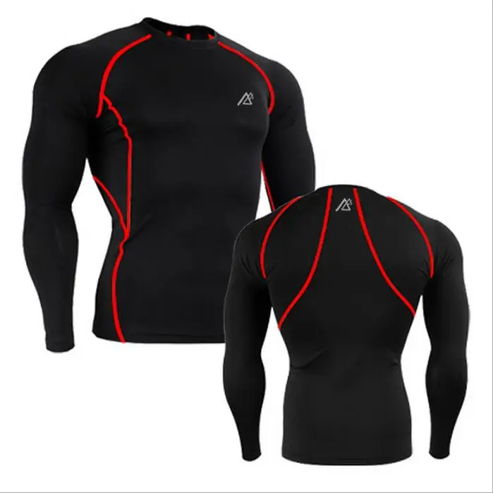 Для мужчин Pro Спортивные футболки для верховой езды нижнее белье спортивные сжатия Костюмы Фитнес быстросохнущие футболки с длинными рукавами велосипед одежда cpd- BL