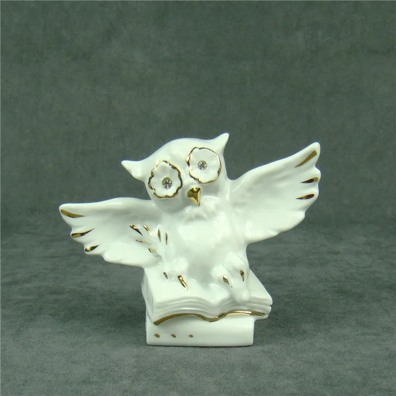 Porcelain Doctor Owl Figurine Creative Ceramics Magician Hooter Sculpture Decor Craftworks Embellishment Present Accessories | Дом и сад