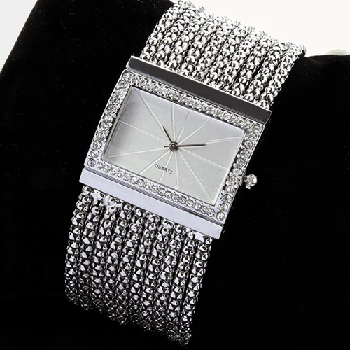 

2016 Latest New Fashion Quartz Women's Silver Tone Band Rhinestone Bangle Bracelet Watch 6T4T Birthdays Gifts 8HTI