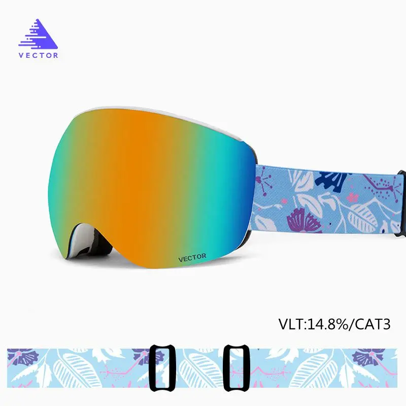 Магнитные лыжные очки с быстросменными линзами и чехол защита UV400 противотуманные очки для сноуборда для мужчин и женщин - Цвет: Green