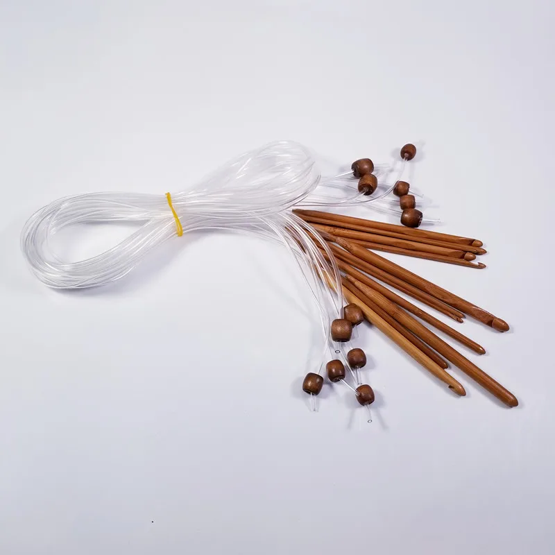 

New Arrival 12pcs/set Natural Bamboo Flexible Carpet Crochet Hooks Needles 120cm 90cm