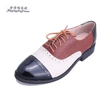 Брендовые женские оксфорды ручной работы из натуральной кожи; большие размеры; женская обувь на плоской подошве; Соответствие цвета обуви; женская кожаная обувь на шнуровке