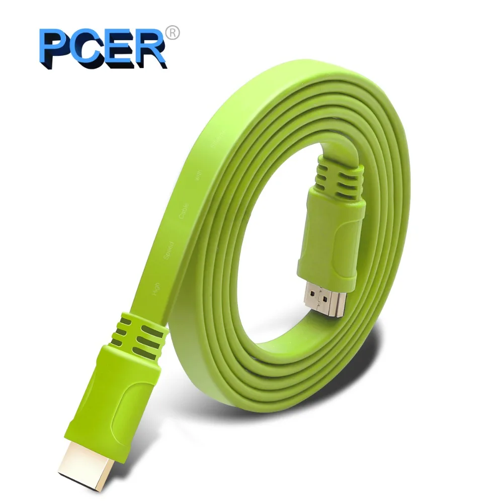 

PCER Flat HDMI Cable 1.4 2.0V oxygen-free copper 4K*2K 3D image HDMI cord Ultra HD Cable 3840*2160 4K 60hz 30hz gold-plated tip