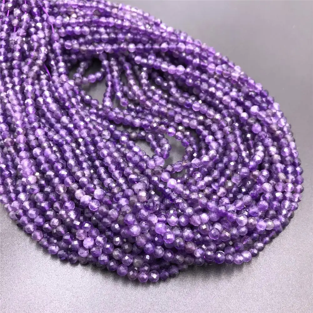 Grade A Natural Amethysts Micro Faceted Beads 2 mm 3 Multi-faceted Gem Stone For DIY Jewelry Making Bracelets Necklace | Украшения и