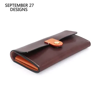 

Long Wallets Genuine Leather Luxury Handmade Women Phone Wallet 100%Cowhide Leather Men Hasp Clutch Credit Card Purses Money bag