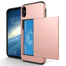 

Insert Credit Card Phone Case For IphoneX 8 8Plus 7 7Plus 6 6S 6Plus 5 5S SE 5C Soft Silicone+Hard Plastic Shockproof Cover