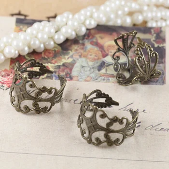 

100pcs/Lot ring blank with Cameo Tray,Antique Bronze Ring setting,Handmade DIY Zakka jewelry Finding