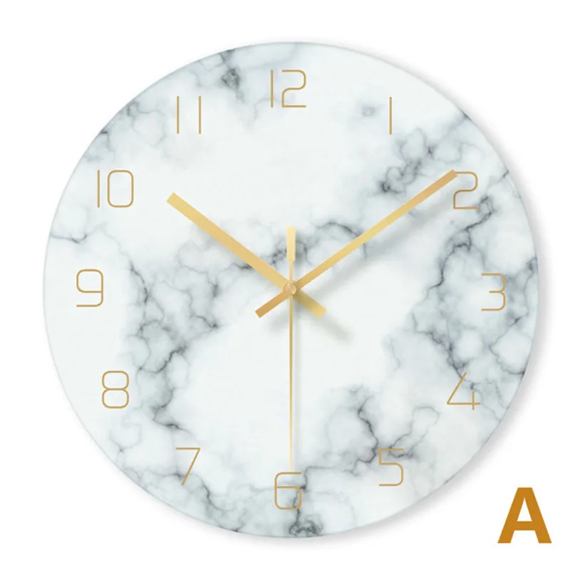 Online Nordic glas marmor textur wanduhr moderne minimalistischen stille kunst uhr kreative wohnzimmer mode uhr
