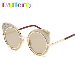 Ralferty Винтаж «кошачий глаз» Для женщин золото Flat Top солнцезащитные очки для женщин Роскошные ретро солнцезащитные очки "кошачий глаз" UV400