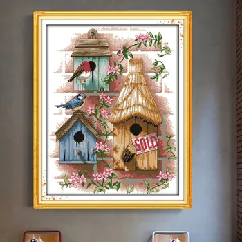 

Chalet Cross Stitch Kits canvas house patterns Printed pattern Fairy tale Embroidery Needlework Log cabin Cross-stitch set 14CT