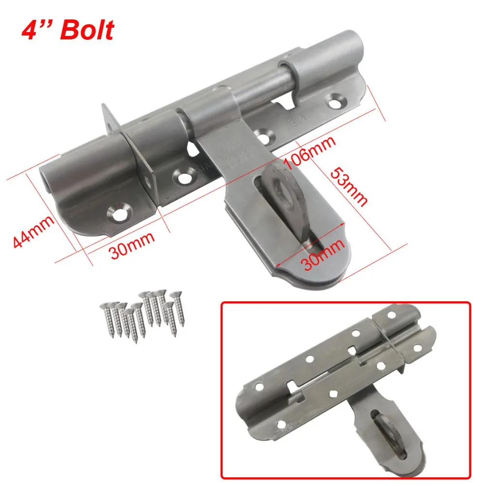 " дверной болт из нержавеющей стали 106 мм на домашние ворота оборудование безопасности шпингалет защелка