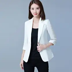 Осенняя Женская Повседневная OL одна кнопка Slim Fit Blazer Женская куртка черный/белый/розовый/синий офисная одежда Элегантная Леди 3/4 рукав