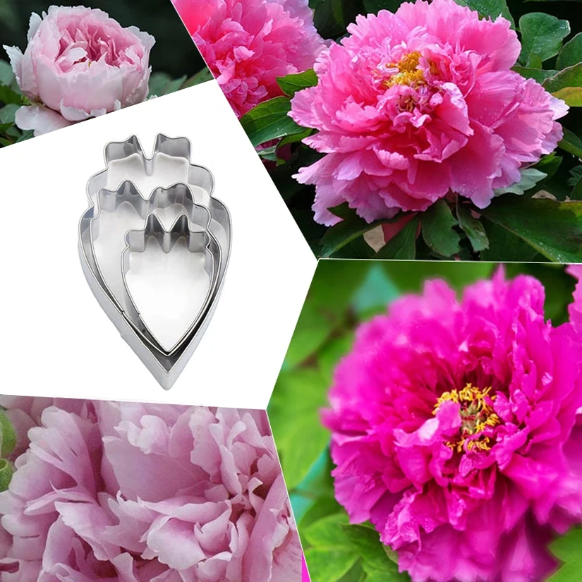 

3 pcs/set Peony Carnation Petal Cutters, Stainless Steel Cookie Fondant Cake Decorating Tools