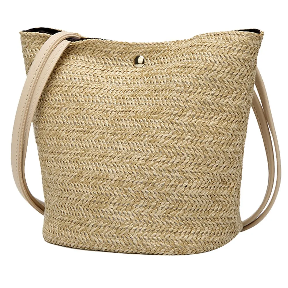 

Fashion Women Casual Shoulder Bag Straw Bags Woven Bucket Bag Handbag New Arrival 2019 Hot Sale High Quality Bags For Women