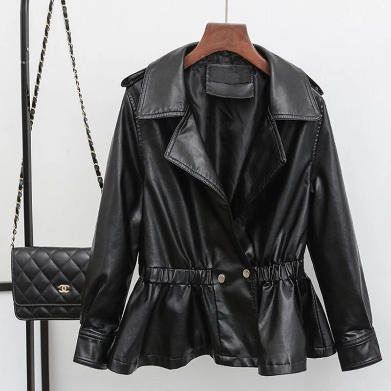

2019 Hot sale Autumn Fashion Women Faux Leather Jackets Slim Pink Leather Bomber Jacket Soft PU White Biker Coat TBWA625
