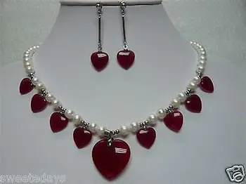 

Free shipping@@@@@ Beautiful white pearl jade earrings necklace