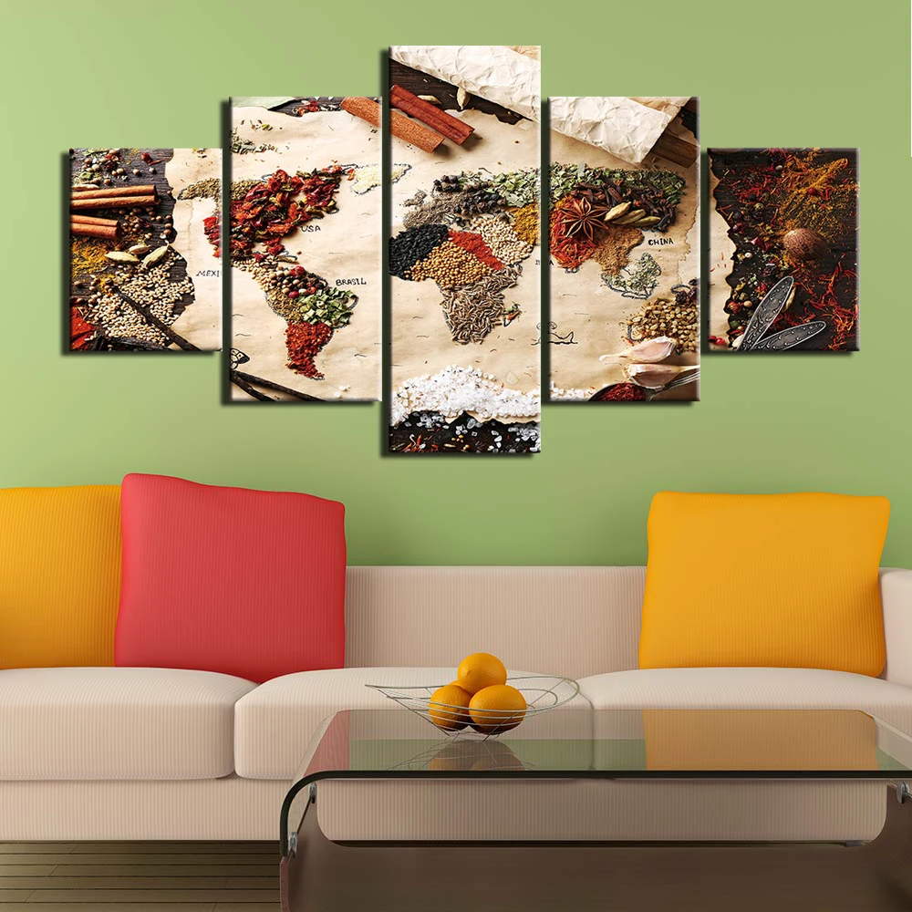 

Poster Modern 5 Pcs flavour allspices Pictures condime Wall Art Canvas Painting Posters and Prints Wall Pictures For Living Room