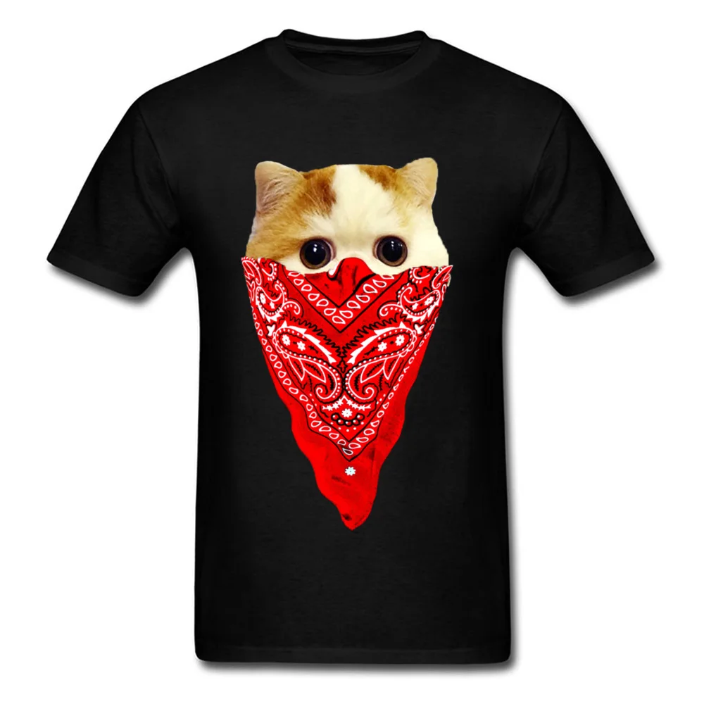 Cutest Gangster Cat Slim Fit Printed On T-Shirt Round Neck Cotton Fabric Short Sleeve Tops T Shirt for Men T Shirts Summer Fall Cutest Gangster Cat black
