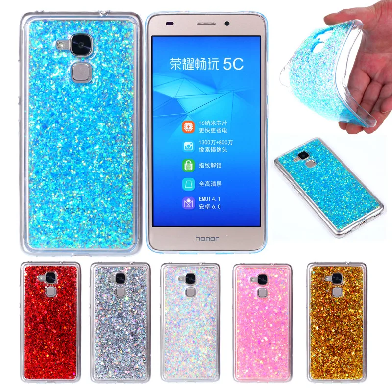 

2Pcs Huawei Honor 5C Nem-l51 Case Colored Shiny Glitter Silicone TPU Gel Soft Back Cover Case for Huawei Honor 5C Honor5C Play