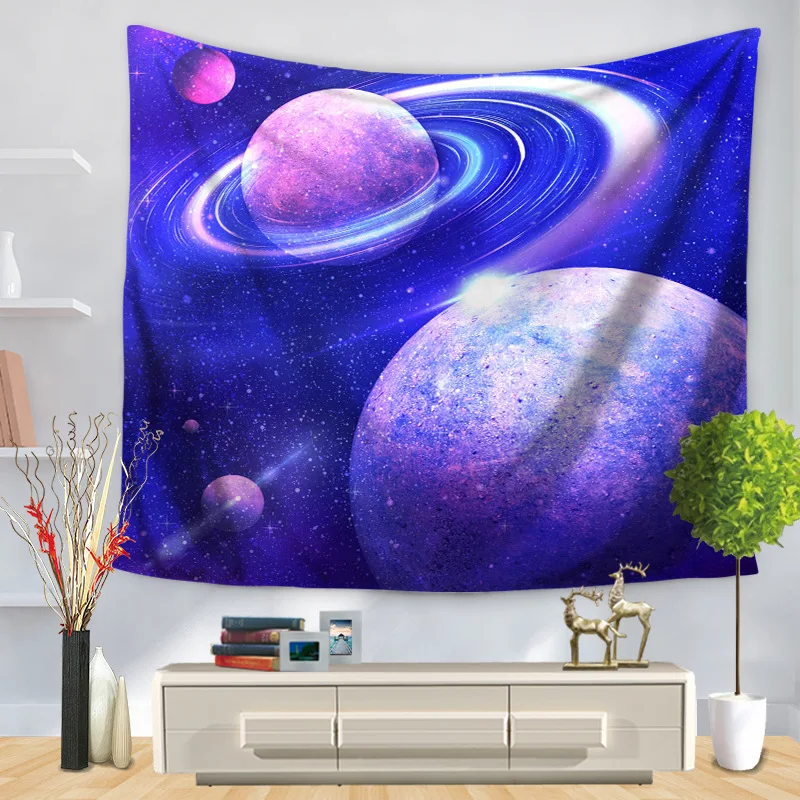 

Home Decorative Wall Hanging Carpet Tapestry Rectangle Bedspread Universe Scenic Planet Pattern GT1197