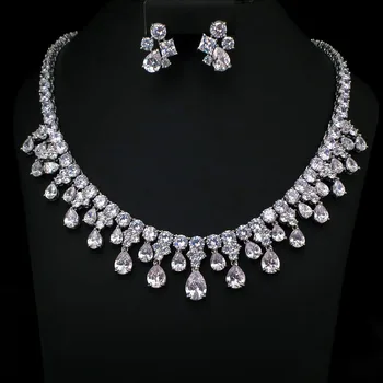 

2016 Jewelry Set white gold-color Necklace Earrings 2pcs/set Wedding Party Gift Bridal Red Costume African Jewelry Set