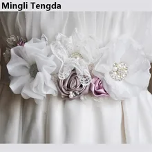 Mingli Tengda высокое качество ручной работы свадебное платье пояс цветы и Бисер ремень свадебный пояс для Для женщин ceinture mariage