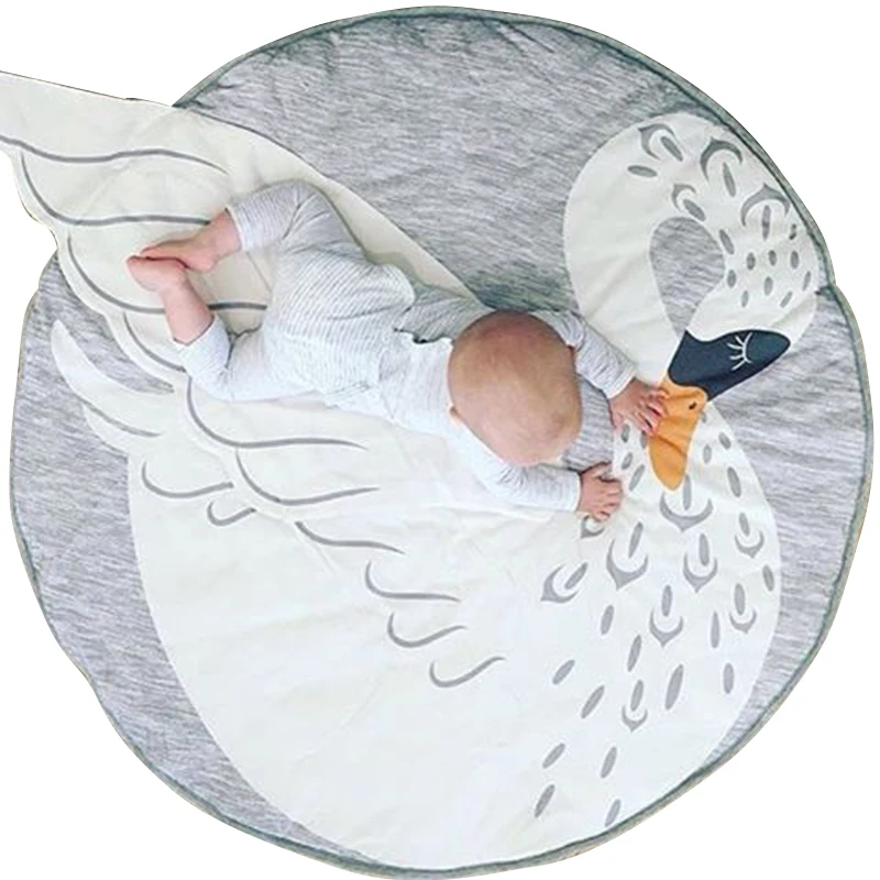 

Swan blanket Baby Play Mat 2017 new Swan printed baby bedding Blanket Children's Room Decoration infant Crawling mat