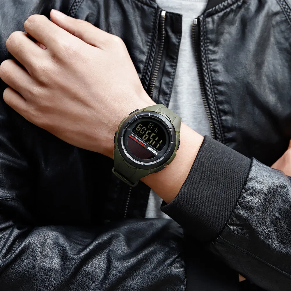 Ceny SKMEI Outdoor Men sport zegarki cyfrowe zegarki na rękę Solar Power wodoodporny zegar męska krokomierz kalorii reloj hombre 1488