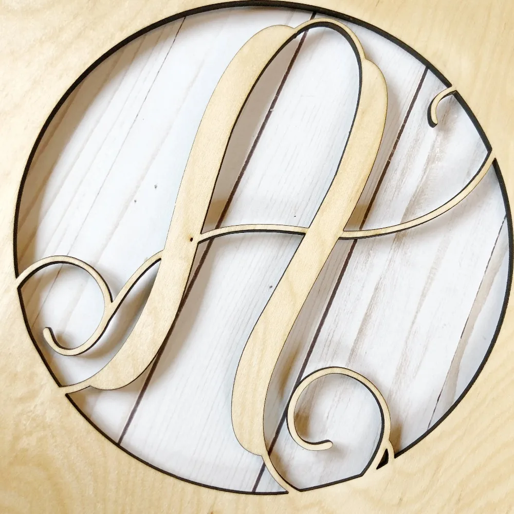 Apple Monogram Door Hanger Unfinished Wood Craft Teacher Decor