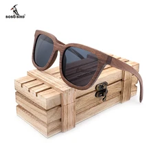 BOBO BIRD Black Walnut Wood Bamboo Polarized Sunglasses Mens Glasses UV 400 Protection Eyewear in Wooden
