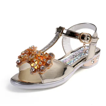 

MHYONS2020 new summer children's fashion princess banquet shoes bow sequins girls shoes little girls performing dance sandals