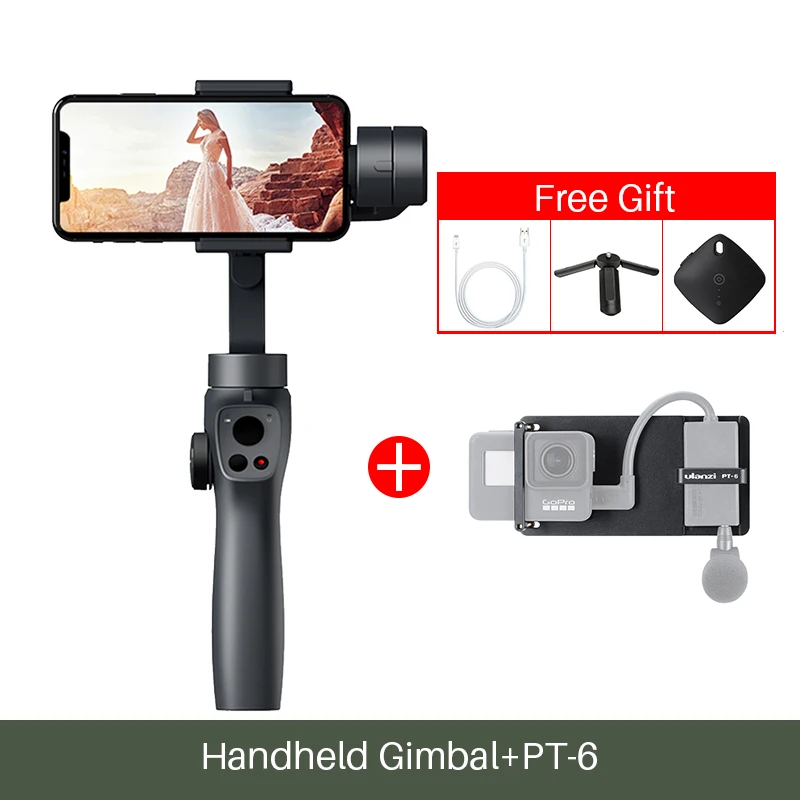 Funsnap Caputure 2 смартфон 3 оси Gimba Экшн камера Gimbal для IOS Andriod Gopro 7 6 5 eken Yi Gimbal комплект со светодиодный микрофоном - Цвет: Capture II PT-6