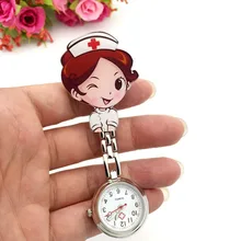 Adorável super bonito dos desenhos animados menina padrão luz luminosa agulha movimento de quartzo enfermeira padrão relógio de bolso bom presente