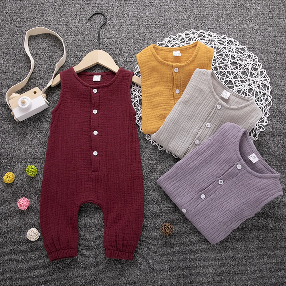 

Soft Newborn Baby Boy Girl Cotton And Linen Summer Romper Jumpsuit Outfits Sunsuit