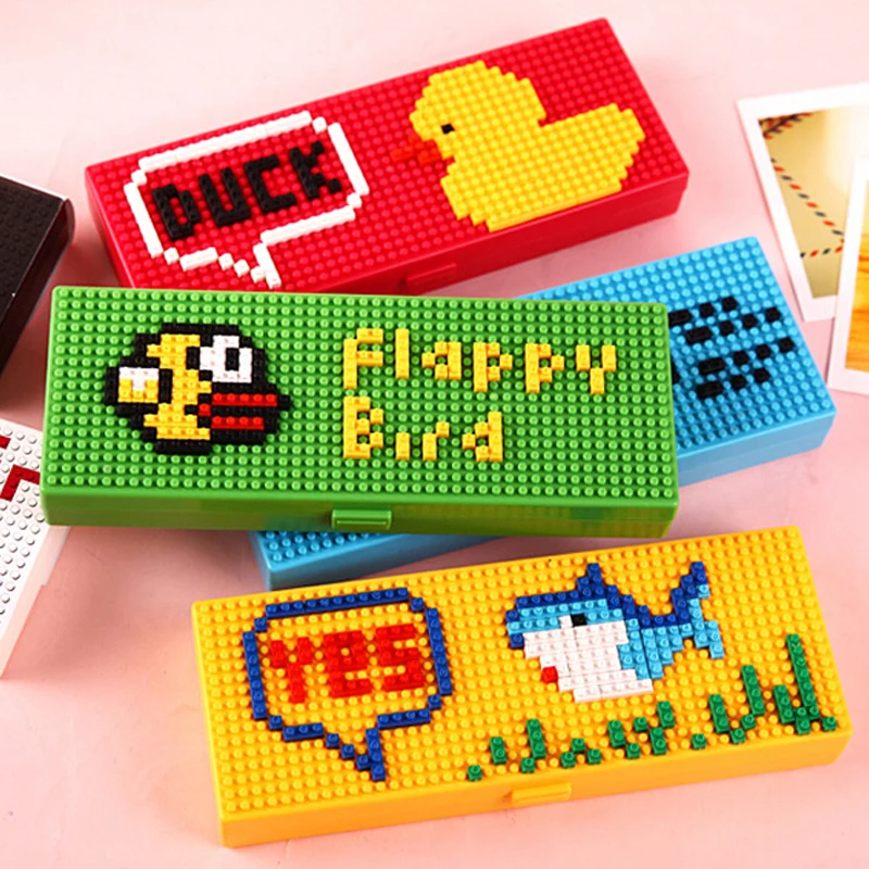 

Creative School Pencil Case Cute Stationery Pouch Office School Supplies Cartoon Building Blocks Assembled Fashion Gifts
