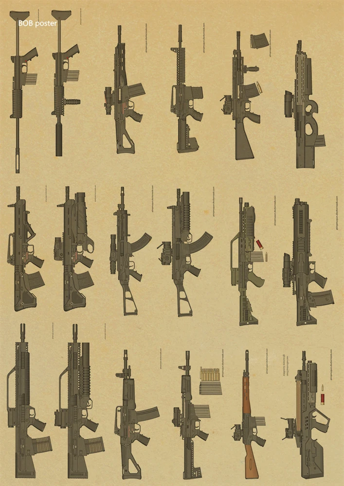 AK74/47 плакаты с изображением оружия/военные фанаты ВИНТАЖНЫЙ ПЛАКАТ из крафт-бумаги Ретро плакат/настенные декоративные бумажные плакаты Наклейка на стену