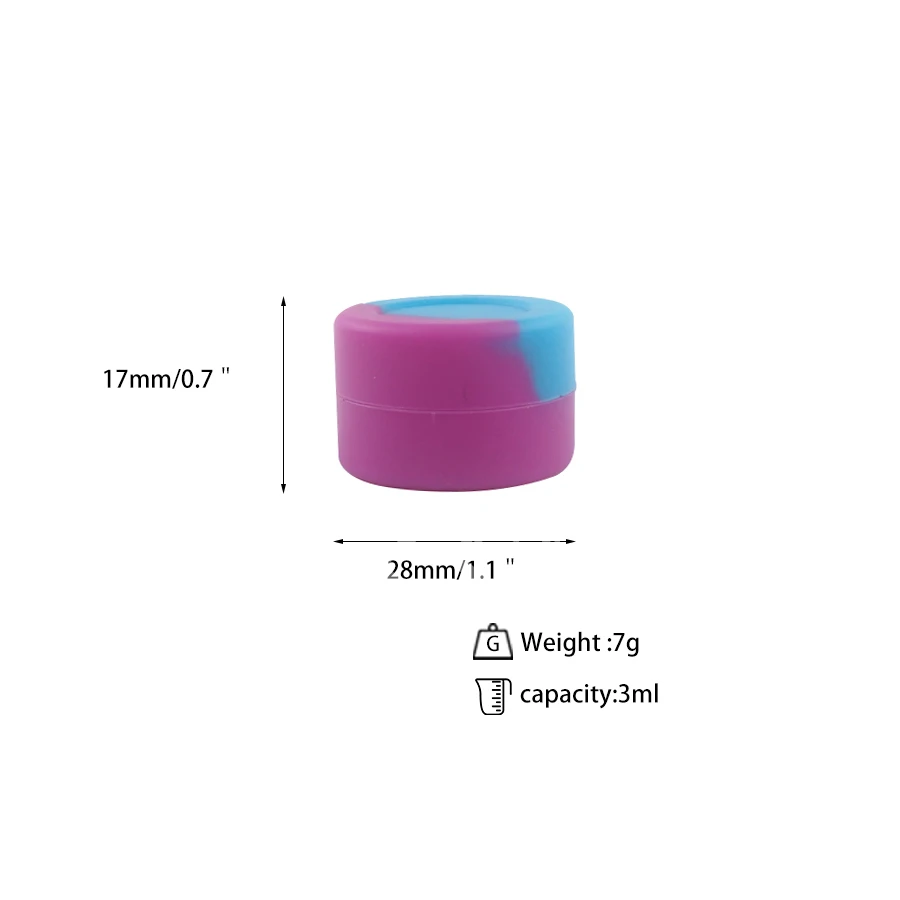 100 шт. x 3 мл силиконовая бочка для нефти контейнеры банки коробочка с воском контейнеры для восковой массы силиконовые банки контейнер для масла bho воск
