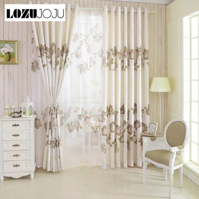 

LOZUJOJU 1 piece Floral modern design semi-blackout drape customized window curtains for living room bedroom windows tulle