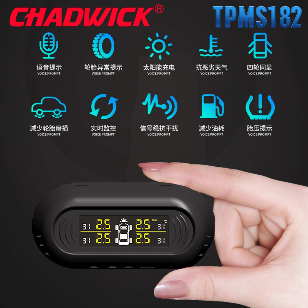 Новый Sticked на лобовое стекло автомобиля шин давление мониторинга Системы TPMS солнечной энергии беспроводной цифровой ЖК дисплей CHAWICK TP182