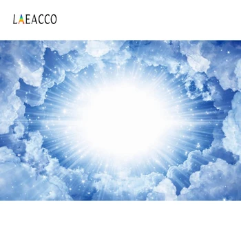 

Laeacco Sky White Cloud Sunshine Photography Backgrounds Customized Family Photocall Photographic Backdrops for Photo Studio