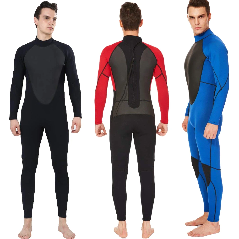 

Realon Mens Wetsuit One Piece 3mm Neoprene with Back Zip Swimsuit UV Protection for Surfing Diving Long Sleeve Full Suits