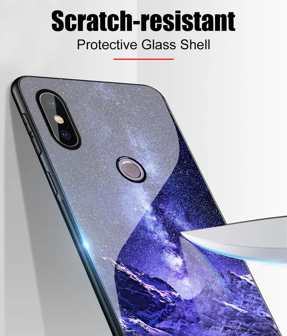Stars Glass Case For Xiaomi Redmi Note 5 Pro 4X Coque Silicone Luxury Case For Xiaomi Mi A1 A2 Lite Redmi 6A 6 Pro 5 Plus Cover  (15)