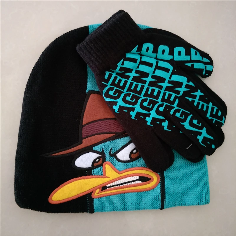 Зимние шапки с героями мультфильмов Phinas Ferb Perry The Platypus Agent P Детские кепки для