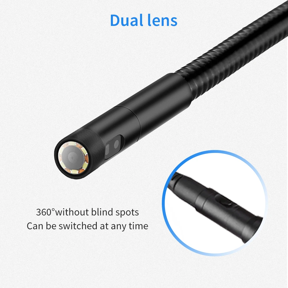  EYOYO NTS300 3M 8mm Endoscope Dual Camera Lens Flexible IP67 Waterproof Inspection Borescope Camera