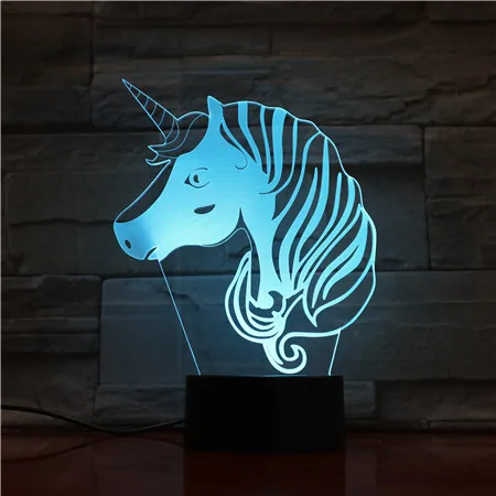 

GX1697 3D LED Night Lights Unicorn 7 Colors Light for Home Decoration Lamp Amazing Visualization Optical Illusion Gift