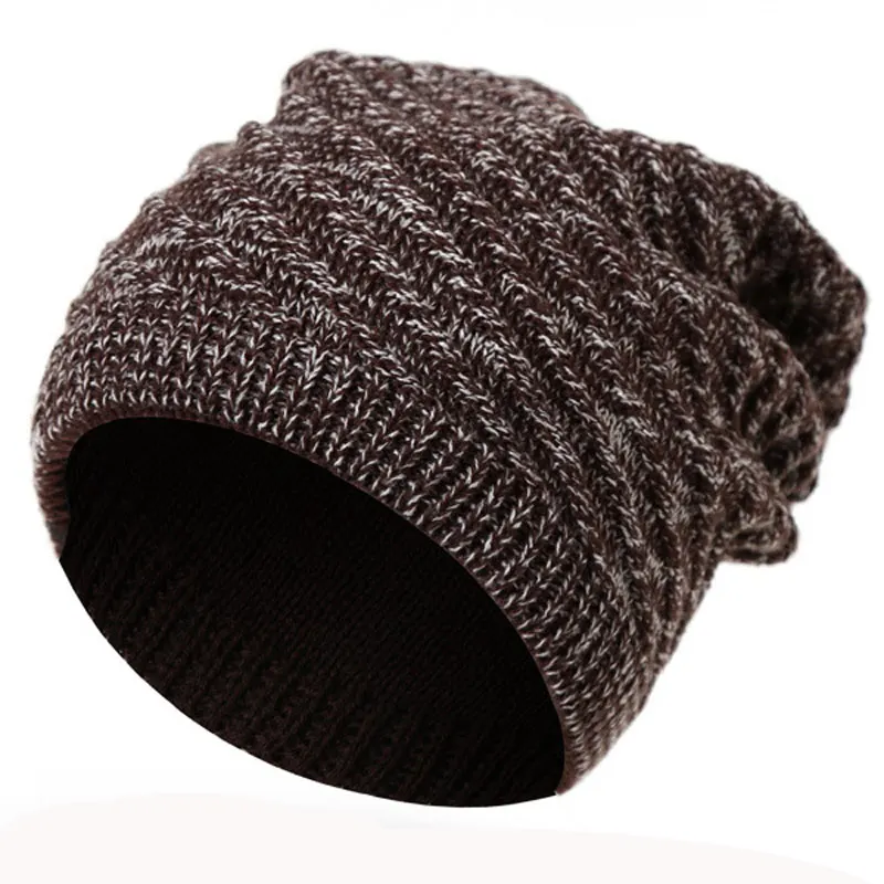 С обеих сторон можно носить Новые осенне-зимние мужские и женские полосатые вязаные шапки оверсайз сутуляющие шапки с черепами кепки коричневый серый черный