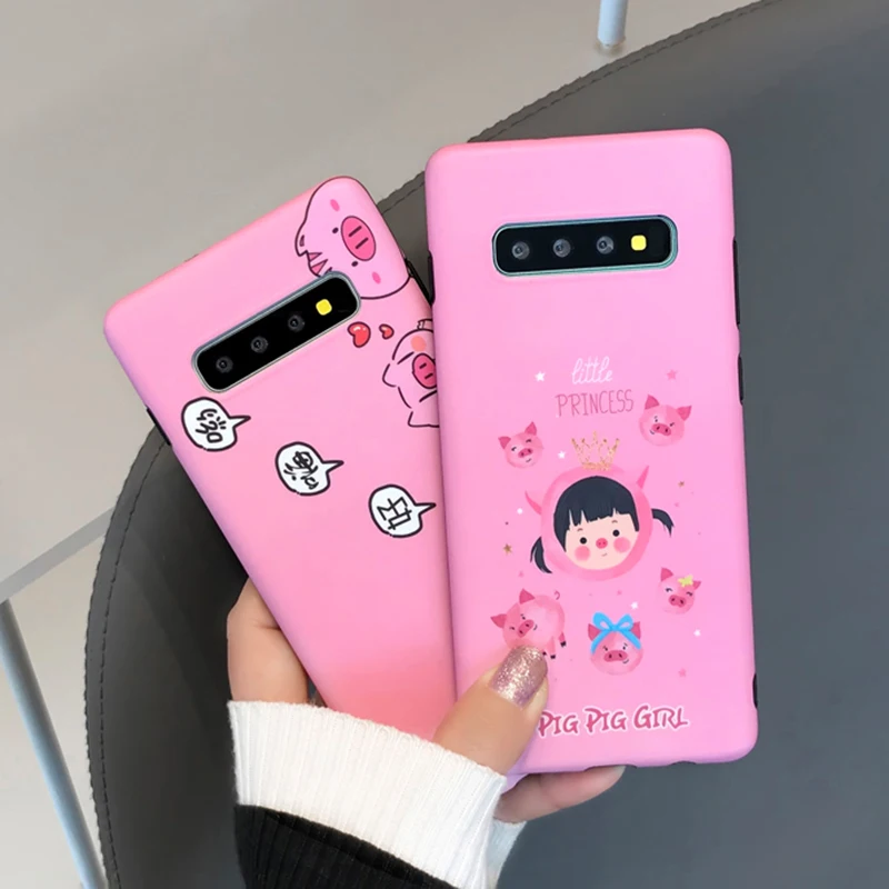 

CASEISHERE Cartoon Pink Phone Cover For Samsung Note 8 9 Cases Fashion Cute PetGirl Soft Case For Samsung Galaxy S10 S8 S9 Plus