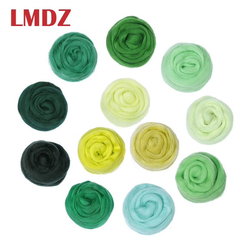 

LMDZ 1pcs 50g Green Colors Spinning Sewing Trimming Wool Fibre Yarn Roving for Needle Felting Hand Spinning DIY Craft Materials