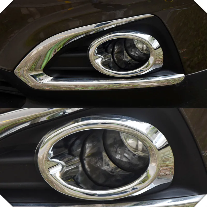 2013 2015 For Peugeot 3008 2pcs set ABS Chrome Front Fog Light Ring Cover Trim font
