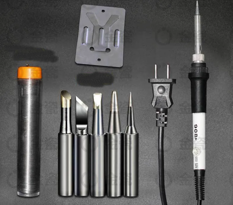110V 220V 60W Adjustable Temperature Electric Soldering Iron Kit+5pcs Tips Portable Welding Repair Tool Tweezers 14pcs/lot
